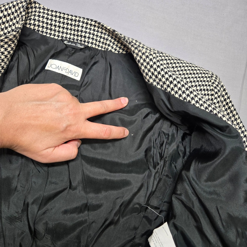 Vintage JOAN & DAVID Houndstooth Cropped Blazer 100% Lambswool Made in Italy - Picture 14 of 15